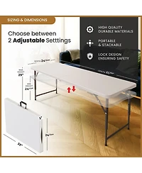 Aofar 5.5 Feet Foldable Portable Table Steel Handle Indoor Outdoor Utility