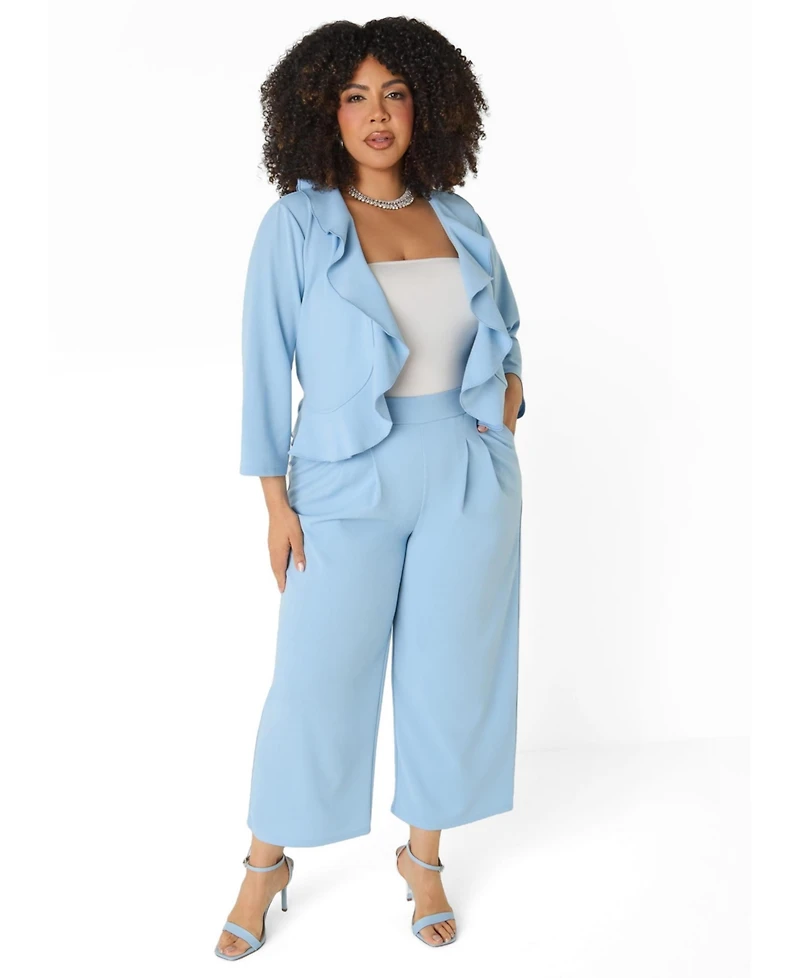 Ashley Stewart Women's Plus Open Front Ruffled Jacket
