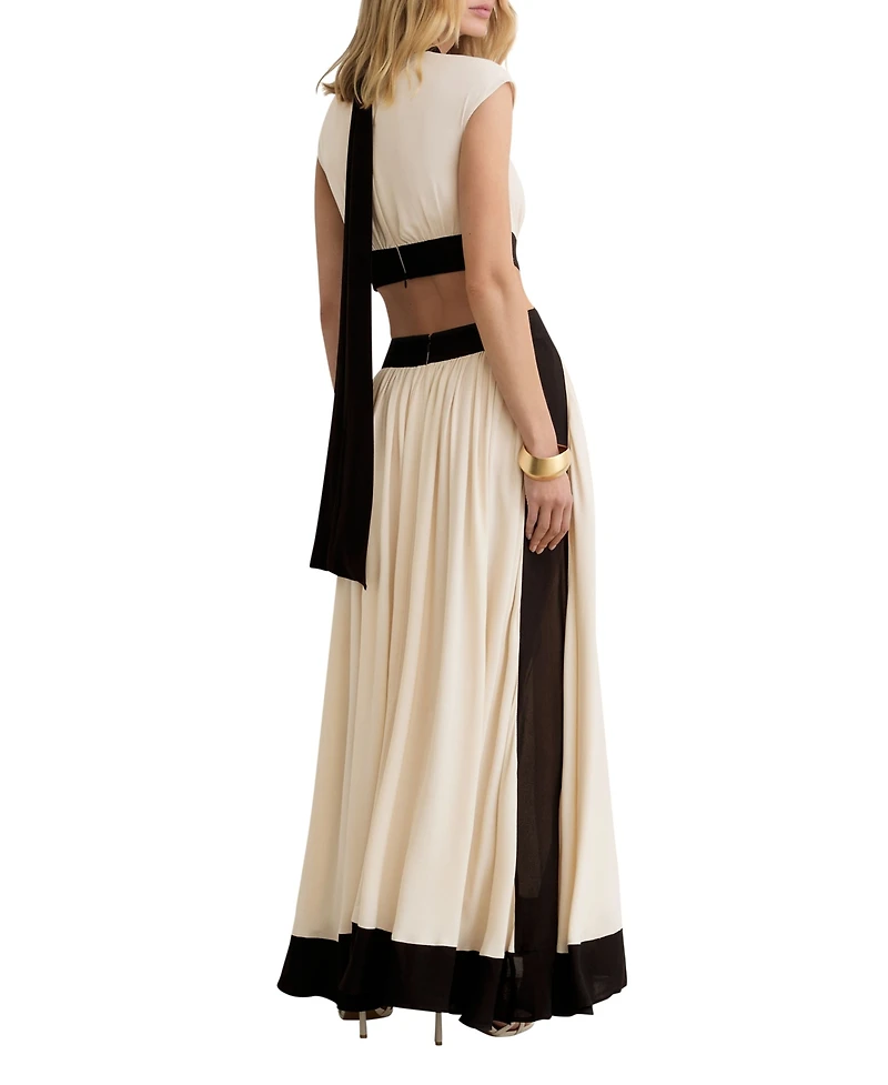Reiss Women's Keely Fit & Flare Colorblock Cut-Out Waist Maxi Dress