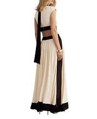Reiss Women's Keely Fit & Flare Colorblock Cut-Out Waist Maxi Dress