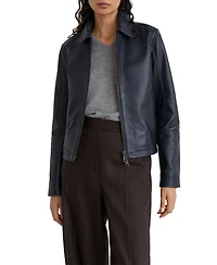 Reiss Petite Sorina Leather Zip-Through Moto Jacket