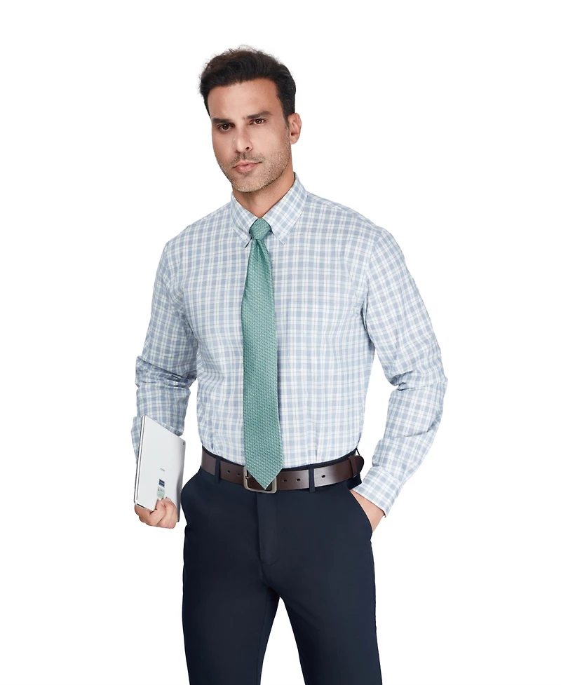 Club Room Men's Regular-Fit Plaid Pattern Dress Shirt