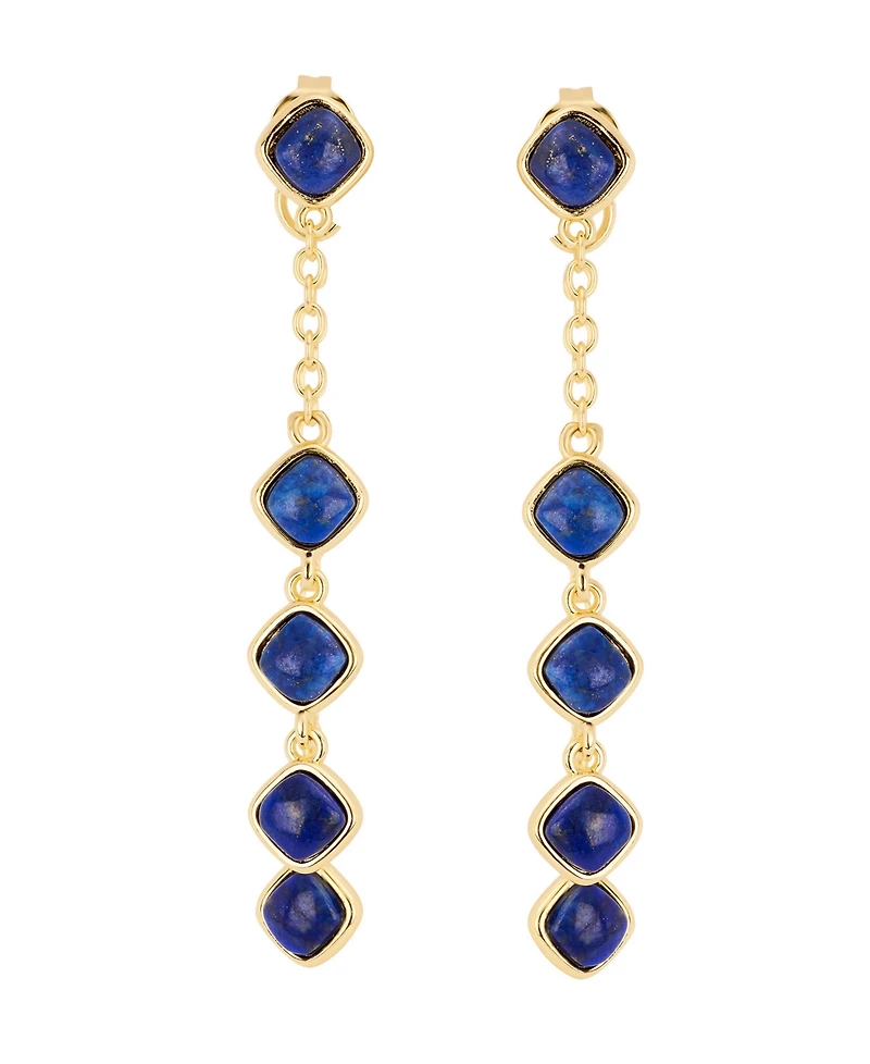 Macy's Gold-Plated Genuine Lapis Howlite Turquoise Front and Back Drop Earrings