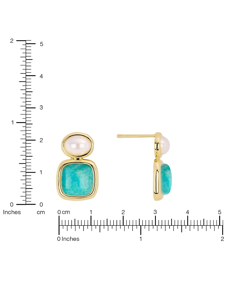 Macy's Gold-Plated Lapis Imitation Pearl Stud Drop Earrings