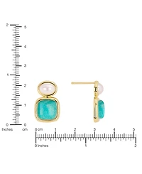 Macy's Gold-Plated Lapis Imitation Pearl Stud Drop Earrings