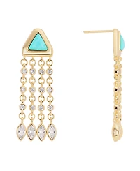 Macy's Gold-Plated Howlite Turquoise and Cubic Zirconia Triangle Waterfall Drop Earrings