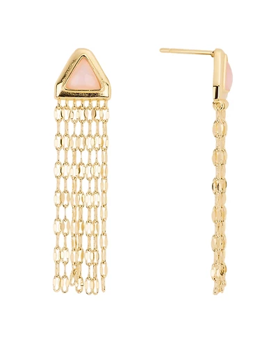 Macy's Gold-Plated Rose Quartz Triangle Waterfall Drop Earrings