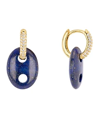 Macy's Gold-Plated Turquoise Lapis Mariner Cubic Zirconia Huggie Hoop Earrings