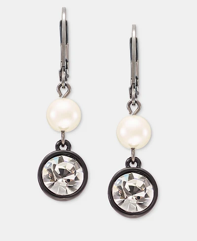 Karl Lagerfeld Paris Crystal & Imitation Pearl Double Drop Earrings