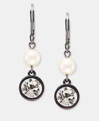 Karl Lagerfeld Paris Crystal & Imitation Pearl Double Drop Earrings