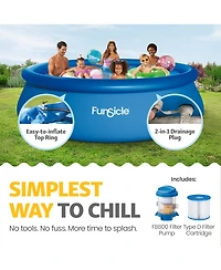 Funsicle 12' x 36" QuickSet Inflatable Ring Top Outdoor Above Ground Pool w/Pump