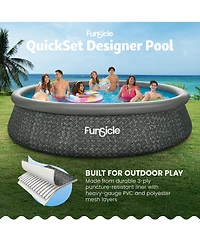 Funsicle 14' x 36" QuickSet Ring Top Above Ground Swimming Pool Dark Herringbone