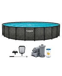 Funsicle 22' x 52" Oasis Designer Round Above Ground Pool, Dark Herringbone