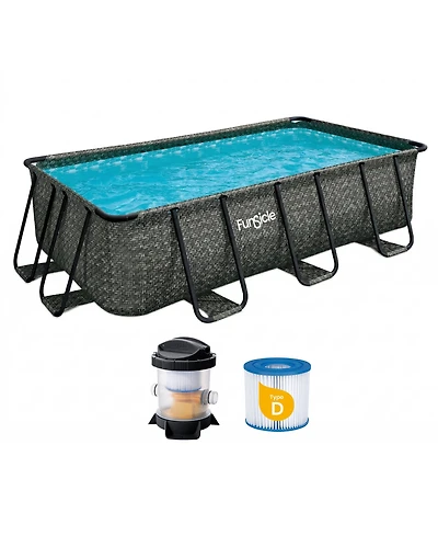 Funsicle 13 Ft Oasis Designer Lap Above Ground Pool w/ Pump, Dark Herringbone