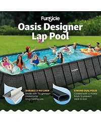 Funsicle 24 Ft Oasis Designer Lap Above Ground Pool w/ Pump, Dark Herringbone