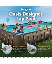 Funsicle 24 Ft Oasis Designer Lap Above Ground Pool w/ Pump, Brown Basketweave