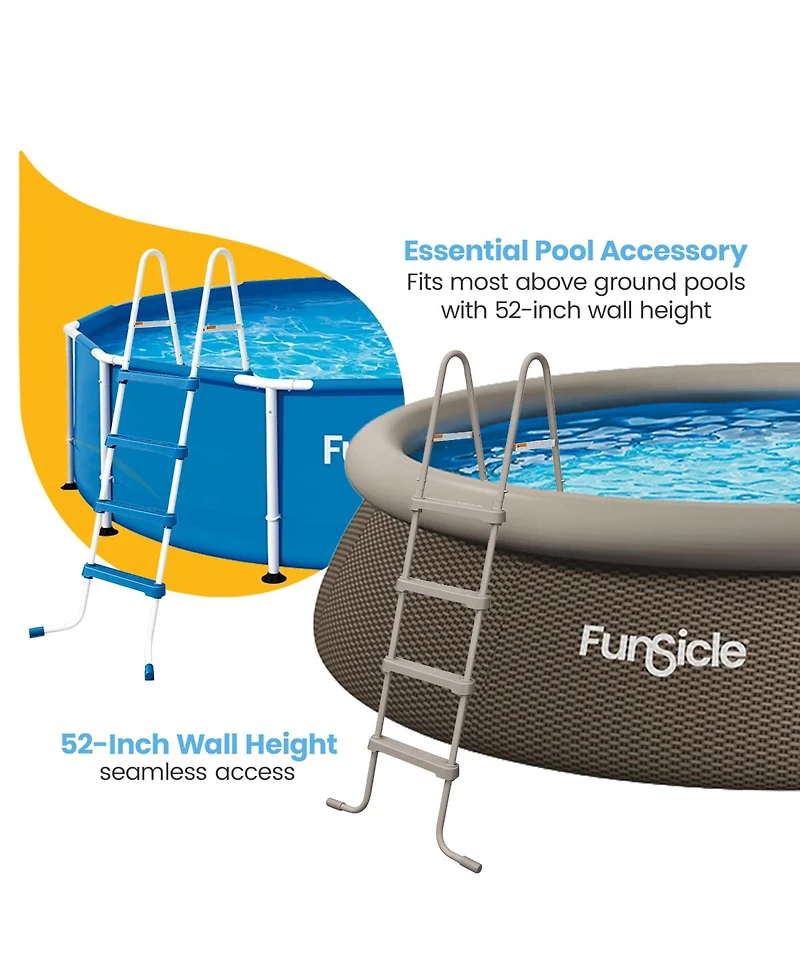 Funsicle 52 Inch SureStep 4 Stair Outdoor Above-Ground Swimming Pool Ladder