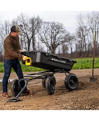 Gorilla Carts Heavy Duty 12 Cubic Foot Poly Yard Dump Garden Utility Cart, Black
