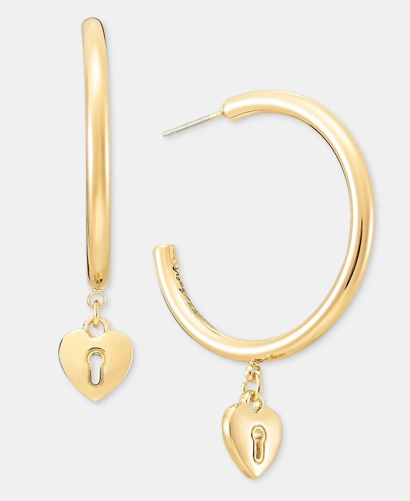 Karl Lagerfeld Paris Heart Charm Hoop Earrings