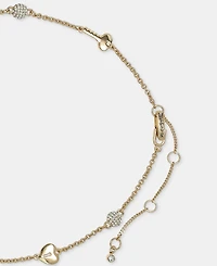 Karl Lagerfeld Paris Crystal Ikon Heart Station Collar Necklace, 16" + 3" extender