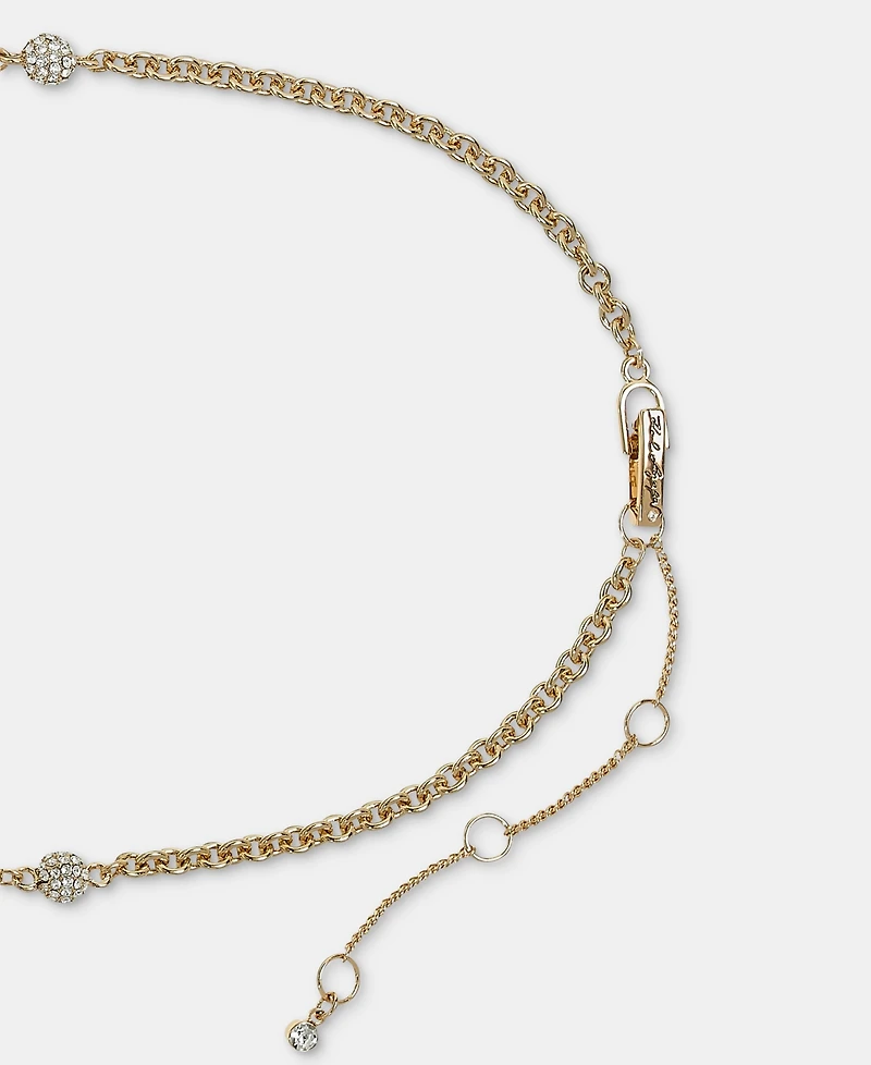 Karl Lagerfeld Paris Pave Multi-Charm Carabiner Lariat Necklace, 16" + 3" extender