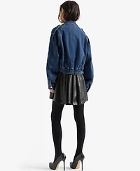 7 For All Mankind Women's Aviator Relaxed-Fit Collared Jacket