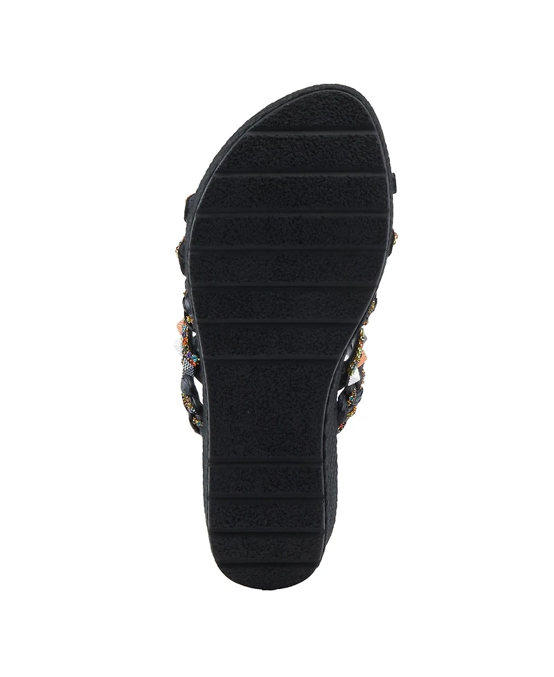 Azura Women's Shinychic Wedge Sandal with Suede Upper