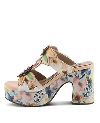 L'Artiste Women's Balloffire Platform Slide with Floral Leather