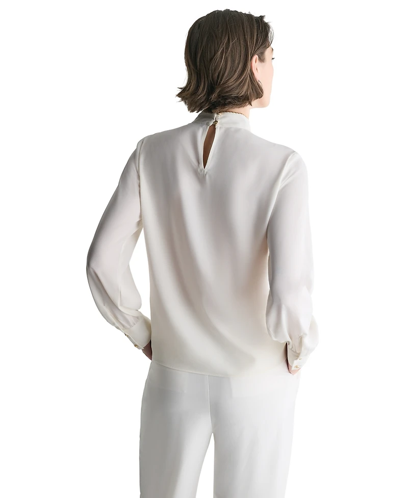 Bcbg Women's Tie Neck Long-Sleeve Blouse