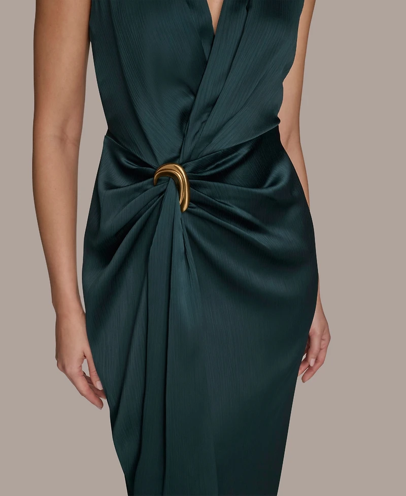 Donna Karan New York Petite Surplice Neck Wrap Maxi Dress