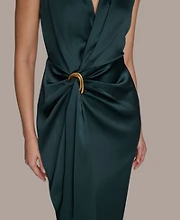 Donna Karan New York Petite Surplice Neck Wrap Maxi Dress