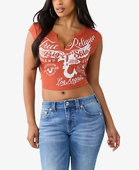 True Religion Women's Heritage Rib Notch T-Shirt