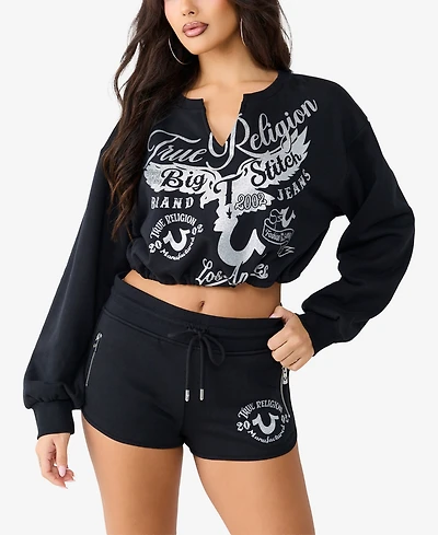 True Religion Women's V Notch Pullover Top