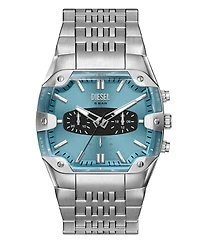 Diesel Men's Spiked Cushion Quartz Chronograph Silver Stainless Steel Watch 45mm