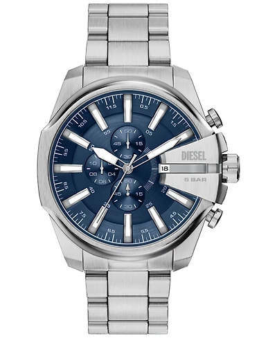 Diesel Men's Mega Chief Slim Quartz Chronograph Silver Stainless Steel Watch 48mm