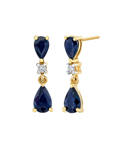 Macy's Sapphire (1-5/8 ct. t.w.) & Diamond Accent Drop Earrings in 10k Yellow Gold