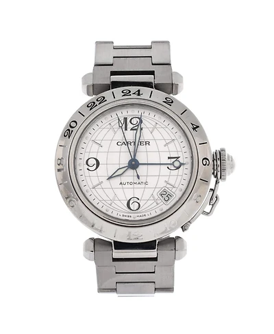 Pre-Owned Cartier Pasha C Gmt Automatic Watch in Stainless Steel 35mm