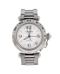 Pre-Owned Cartier Pasha C Gmt Automatic Watch in Stainless Steel 35mm
