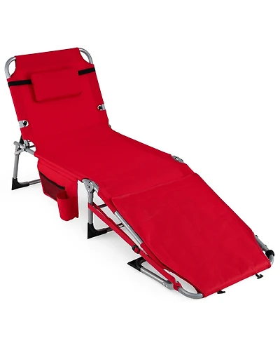 Sugift 4-Position Portable Tanning Lounger with Face Hole and U-Shaped Pillow