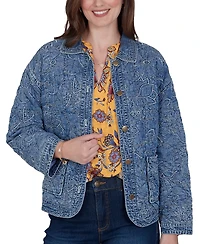 Ruby Rd. Petite Quilted Floral Denim Jacket