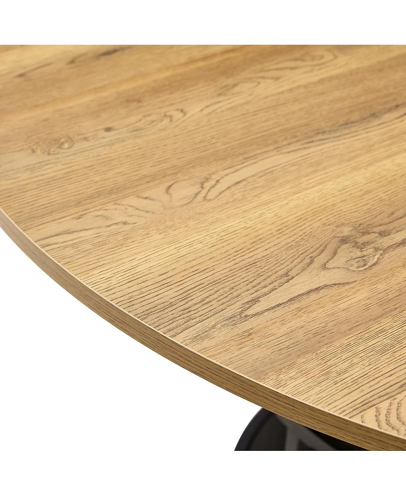 Streamdale 47.3'' Modern Two-Tone Circular Dining Table with Double-Layer Storage