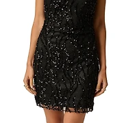 Adrianna Women's Haler Neck Lace Sequins Dress