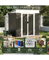 Streamdale Furniture 6x4 Feet Metal Outdoor Garden Storage Shed With Sliding Door