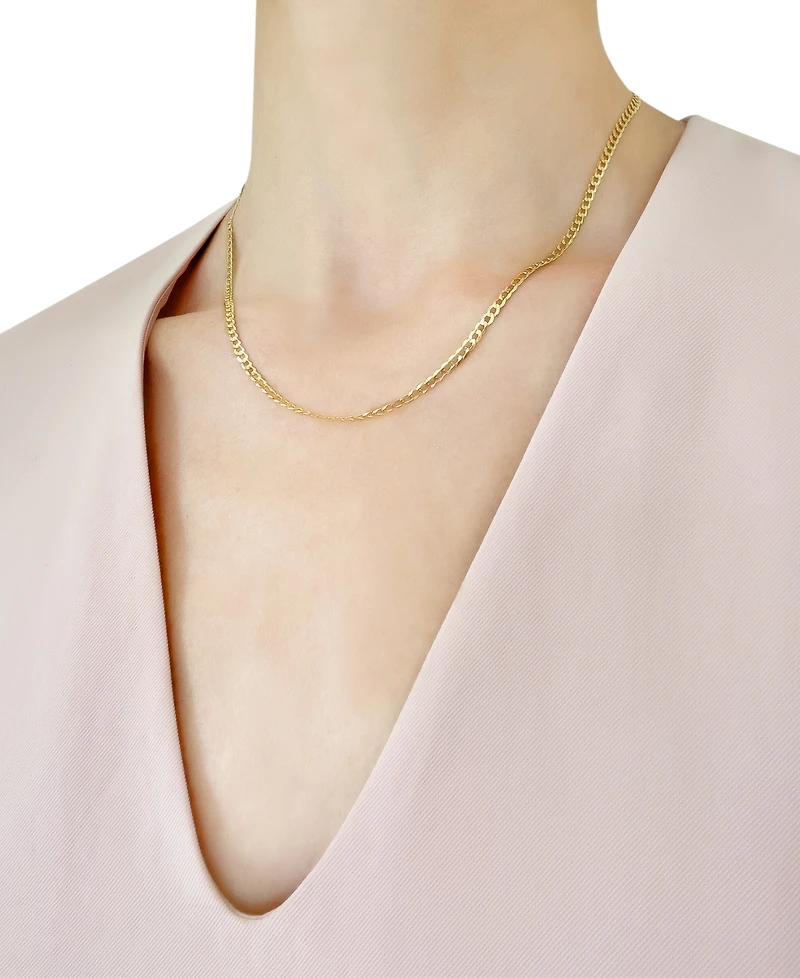 Italian Gold Solid Curb Chain 18" Necklace in 10k Yellow Gold