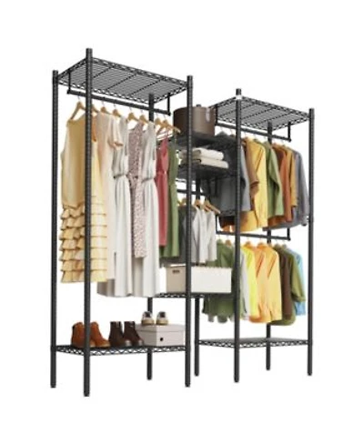 Homfan Heavy Duty Metal Garment Rack Freestanding Storage Shelf Adjustable Shelves Hanging Rods 1000 Lb Cap For Closet Wardrobe Dorm