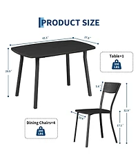 homfan 5 Dining Table Set, 43 Inch Kitchen and Chairs, Square Set with Rounded Corners