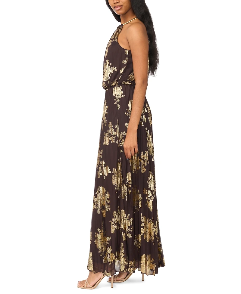 Msk Women's Embellishment Halter-Neck Pleated Dress