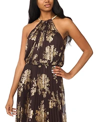 Msk Women's Embellishment Halter-Neck Pleated Dress