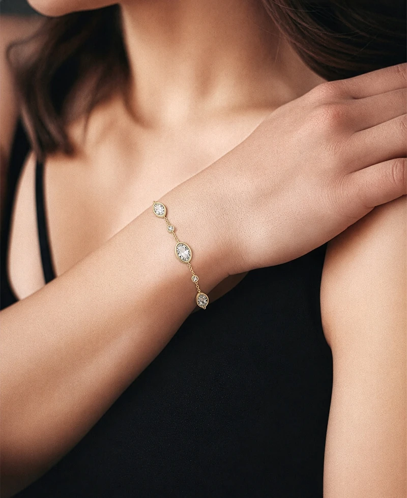Macy's Lab-Grown White Sapphire (2-3/4 ct. t.w.) Bracelet in 14k Gold Over Sterling Silver