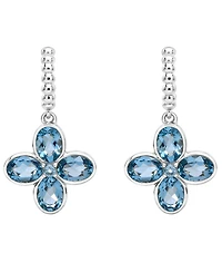 Macy's Blue Topaz (2-1/2 ct. t.w.) Flower Drop Earrings in Sterling Silver